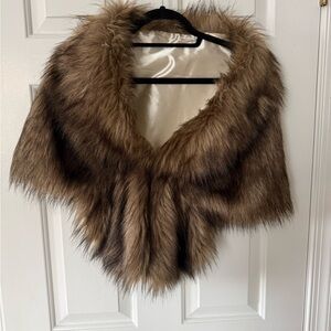 Elegant Brown Faux Fur Shawl